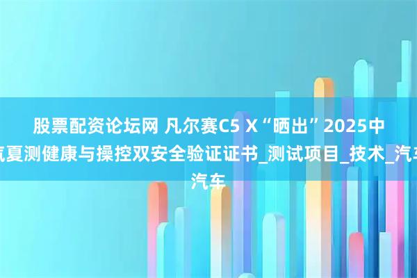 股票配资论坛网 凡尔赛C5 X“晒出”2025中汽夏测健康与操控双安全验证证书_测试项目_技术_汽车